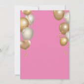 Invitation Surprise 16e anniversaire Ballons rose et or (Dos)