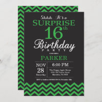 Surprise 16e anniversaire Chevron noir et vert