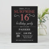Invitation surprise 16e anniversaire Noir et Rouge (Debout devant)
