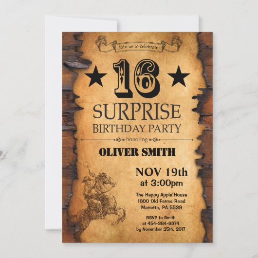 Invitation surprise 16e anniversaire occidental (Devant)