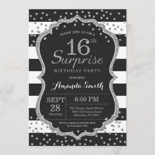 Invitation surprise 16e anniversaire. Paillette ar