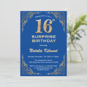 Invitation Surprise 16e anniversaire Parties scintillant bleu (Debout devant)