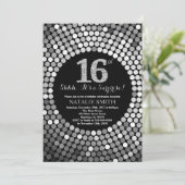 Invitation Surprise 16e anniversaire Parties scintillant noir (Debout devant)