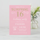 Invitation Surprise 16e anniversaire Parties scintillant rose (Debout devant)