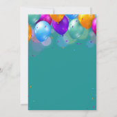 Invitation Surprise 16e anniversaire Turquoises et Ballons d' (Dos)