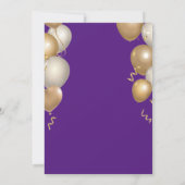 Invitation Surprise 18e anniversaire Ballons violet et or (Dos)