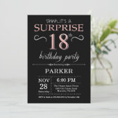Invitation Surprise 18e anniversaire Black and Rose Pink Gold (Debout devant)