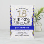 Invitation Surprise 18e anniversaire - Blanc Gold Royal Blue (Debout devant)