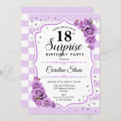 Invitation Surprise 18e anniversaire - Blanc pourpre (Devant / Derrière)