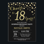 Invitation Surprise 18e anniversaire Diamant noir et or<br><div class="desc">Invitation surprise 18e anniversaire avec Arrière - plan Diamant Parties scintillant noir et or. Gold Confetti. Anniversaire adulte. Hommes ou femmes,  anniversaire.
Pour plus de personnalisation,  cliquez sur le bouton "Customiser" et utilisez notre outil de conception pour modifier ce modèle.</div>