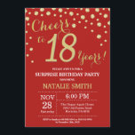 Invitation Surprise 18e anniversaire Diamant rouge et or<br><div class="desc">Surprise 18e anniversaire Invitation avec Parties scintillant rouge et or Arrière - plan diamant. Confetti d'or. Anniversaire adulte. Hommes ou Femmes Anniversaire. Pour plus de personnalisation,  cliquez sur le bouton "Customiser" et utilisez notre outil de conception pour modifier ce modèle.</div>