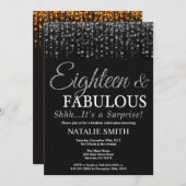 Invitation Surprise 18e anniversaire dix-huit fabuleux argent (Devant / Derrière)