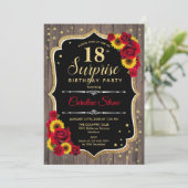 Invitation Surprise 18e anniversaire - Fleurs de soleil en bo (Debout devant)
