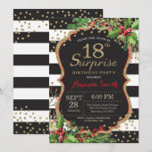 Invitation surprise 18e anniversaire Gold de Noël (Devant / Derrière)
