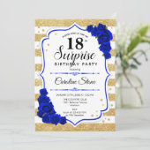 Invitation Surprise 18e anniversaire - Gold White Royal Blue (Debout devant)