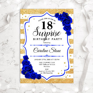 Invitation Surprise 18e anniversaire - Gold White Royal Blue