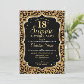 Invitation Surprise 18e anniversaire - Leopard Black Gold (Debout devant)