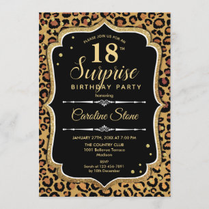 Invitation Surprise 18e anniversaire - Leopard Black Gold