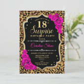 Invitation Surprise 18e anniversaire - Leopard Black Gold Ros (Debout devant)