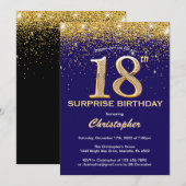 Invitation Surprise 18e anniversaire Marine Blue and Gold Par (Devant / Derrière)