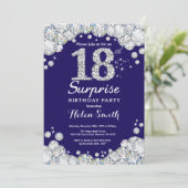 Invitation Surprise 18e anniversaire Marine Blue Silver Diamo (Debout devant)