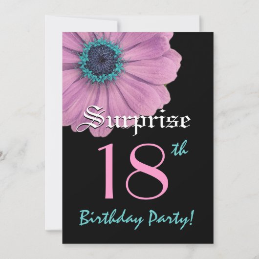 Invitation SURPRISE 18e anniversaire Modèle rose Daisy (Devant)
