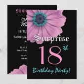 Invitation SURPRISE 18e anniversaire Modèle rose Daisy (Devant / Derrière)