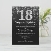 Invitation Surprise 18e anniversaire - Noir Argent (Debout devant)