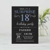 Invitation surprise 18e anniversaire Noir et bleu (Debout devant)