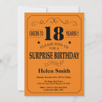 Surprise 18e anniversaire Noir et orange