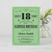 Invitation Surprise 18e anniversaire Noir et Vert (Debout devant)