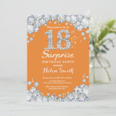 Invitation Surprise 18e anniversaire Orange and Silver Diamon (Debout devant)