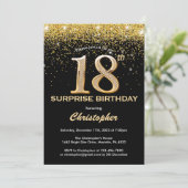 Invitation Surprise 18e anniversaire Parties scintillant noir (Debout devant)