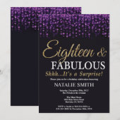 Invitation Surprise 18e anniversaire Parties scintillant viol (Devant / Derrière)