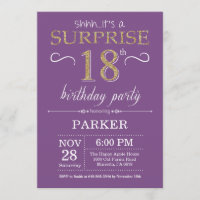 Invitation surprise 18e anniversaire Purple and Go