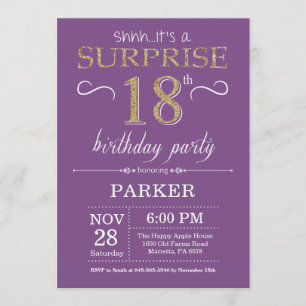 Invitation surprise 18e anniversaire Purple and Go