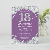 Invitation Surprise 18e anniversaire Purple et Silver Diamond (Debout devant)