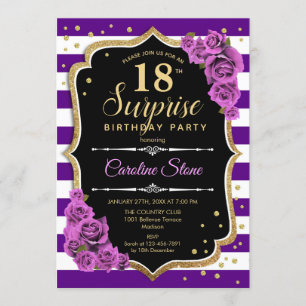 Invitation Surprise 18e anniversaire - Purple Gold