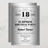 Invitation Surprise 18e anniversaire - Silver Black (Devant / Derrière)