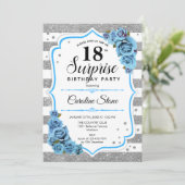 Invitation Surprise 18e anniversaire - Silver White Blue (Debout devant)
