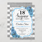 Invitation Surprise 18e anniversaire - Silver White Blue (Devant / Derrière)