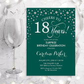 Invitation Surprise 18e fête d'anniversaire - Argent vert