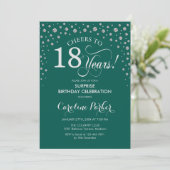 Invitation Surprise 18e fête d'anniversaire - Argent vert (Debout devant)