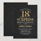 Invitation Surprise 18e fête d'anniversaire - Gold Black (Devant / Derrière)