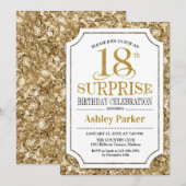 Invitation Surprise 18e fête d'anniversaire - Gold White (Devant / Derrière)