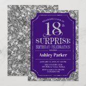 Invitation Surprise 18e fête d'anniversaire - Silver Purple (Devant / Derrière)