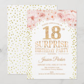 Invitation Surprise 18e fête d'anniversaire - White Gold Pink (Devant / Derrière)