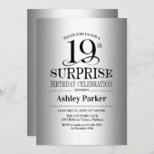 Invitation Surprise 19e fête d'anniversaire - Argent (Devant / Derrière)
