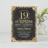 Invitation Surprise 19e fête d'anniversaire - Gold Black (Debout devant)