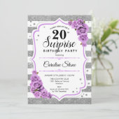 Invitation Surprise 20e anniversaire - Argent blanc violet (Debout devant)